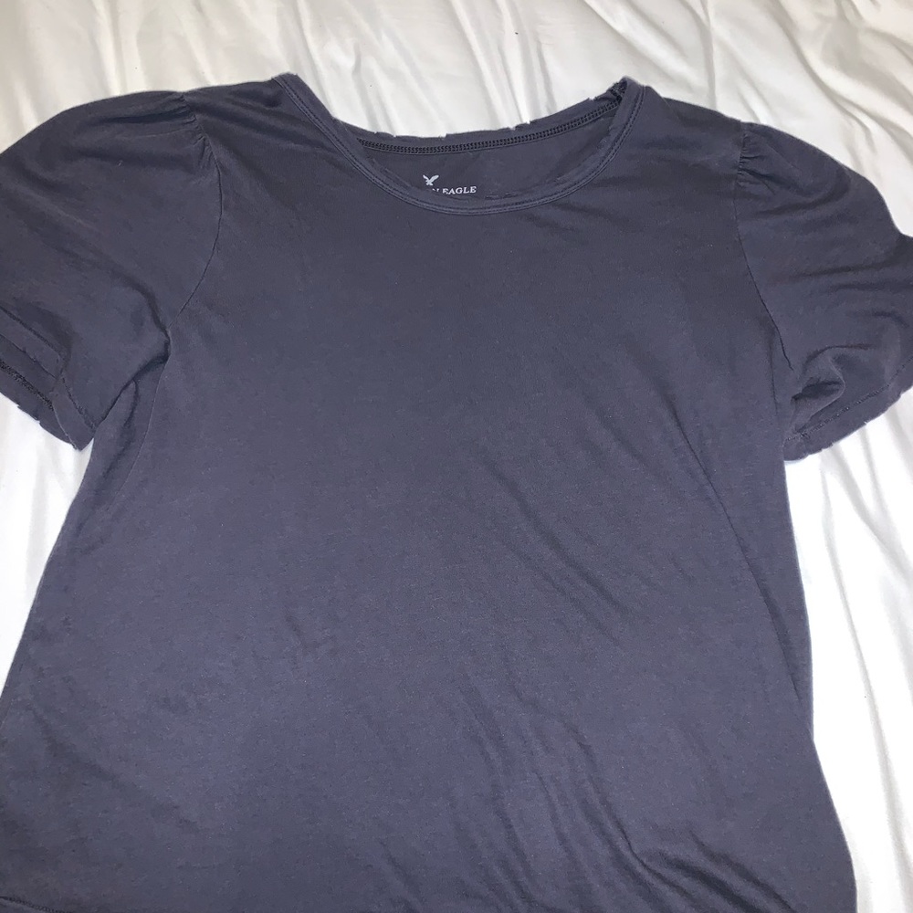 dark blue distressed american eagle tee